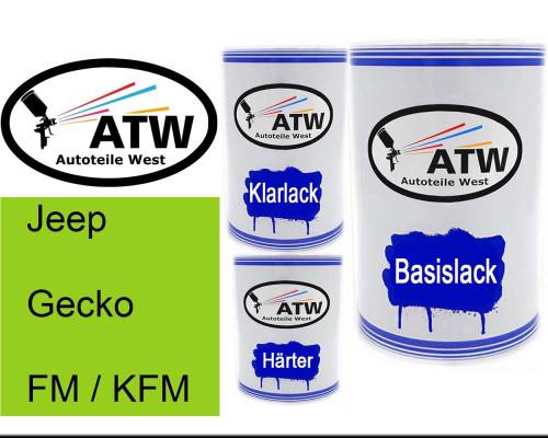 Jeep, Gecko, FM / KFM: 500ml Lackdose + 500ml Klarlack + 250ml Härter - Set, von ATW Autoteile West.